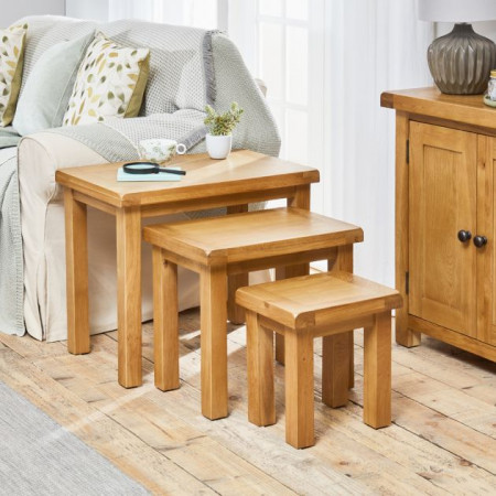 Rustic Oak : Bộ 3 Đôn Gỗ Sồi Trang Trí 